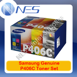 Samsung Genuine CLT-P406C BK/C/M/Y (Set of 4) Toner Cartridges for SL-C460FW/SL-C410W/CLX-3305FW/CLP-365 P406C